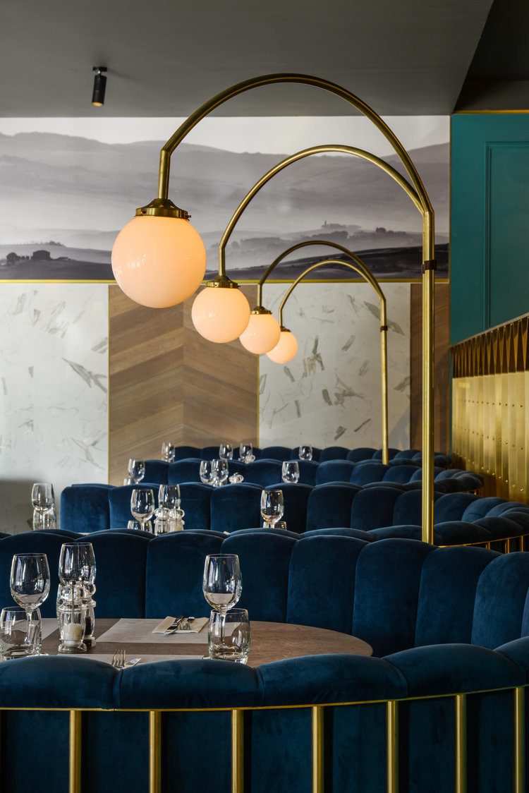 Fluted Banquette Seating Finger Flutes-Aqua Restaurant 02 Fluted Banquette Seating Finger Flutes-Aqua Restaurant 02
