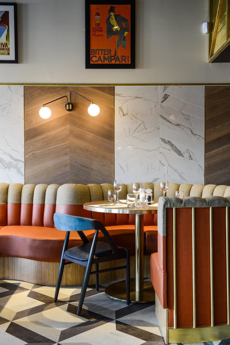 Fluted Banquette Seating Finger Flutes-Aqua Restaurant 01 Fluted Banquette Seating Finger Flutes-Aqua Restaurant 01