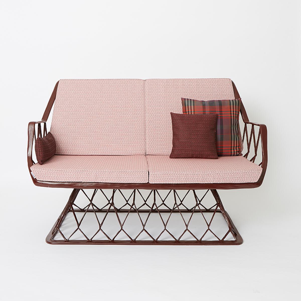 Rumba 2 seater sofa handmade fibreglass furniture for outdoors and indoors by insideoutcontracts