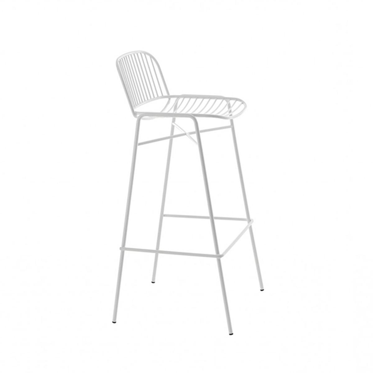 Shade Bar Stool In White Metal