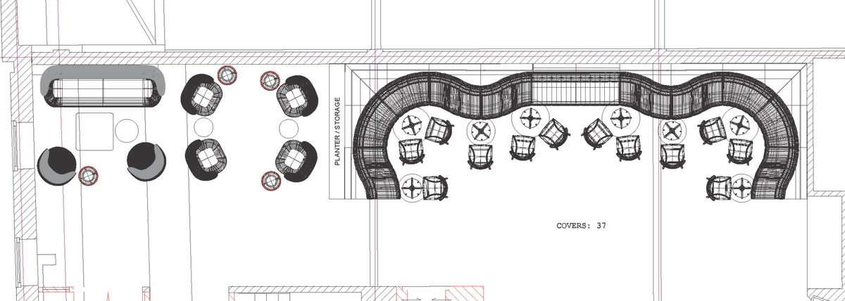 Bespoke banquette seating floorplan layout